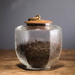 Hammered glass tea can black tea white tea green tea storage tank transparent storage tank sealed tank flower tea jar bottle