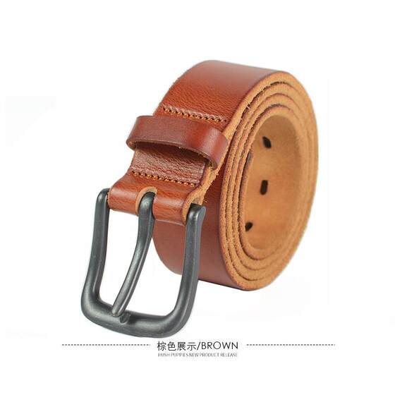 
New genuine leather new men's multi-skin leather trousers with the front layer pure cowhide casual handmade water needle washing old vintage buckle denim