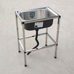 Kitchen Household 304 Stainless Steel Sink Single Basin with Stand, Large Single Basin for Washing Vegetables and Dishes, Hand Washing Sink