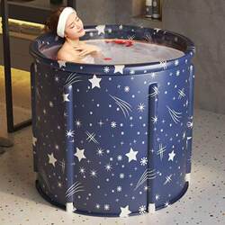 Folding Bath Tub Requires Installation, Suitable for Adults and Children, Full-Body Round Bath for Home Use, Foldable Starry Sky Model