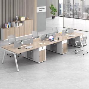 Employee office desk and chair combination 4 four 6 people simple modern computer table screen staff card seat office furniture
