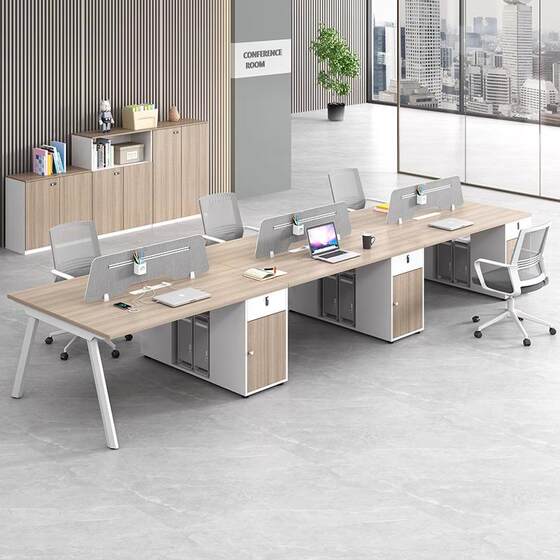 Employee office desk and chair combination 4 four 6 people simple modern computer table screen staff card seat office furniture
