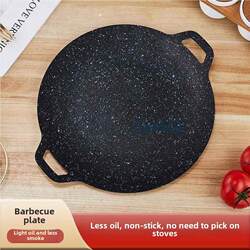Barbecue Plate, Korean-Style Iron Griddle, Cast Iron Barbecue Plate, Maifan Stone Non-Stick Pan, Household Outdoor Electric Ceramic Induction Cooker