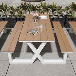 Outdoor conjoined table and chair combination simple gathering restaurant wide integrated wine table outdoor open-air KK202404 barbecue