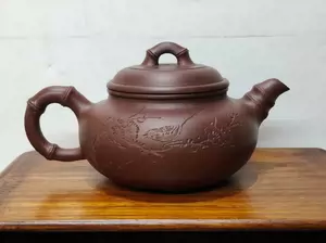 GINGER掲載商品】 宜興窯 紫砂茶壺 在銘 煎茶道具 王寅春 施釉陶 