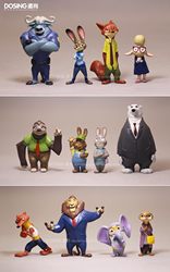 High-Quality Version, Foreign Trade Bulk Goods, Small Size, Zootopia Family Portrait, Figurine, Hand-Made Office Decoration Toy