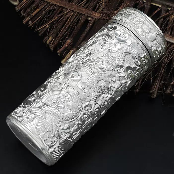 純銀320ml保健保溫茶杯足銀九九零中國銀都九龍杯送禮專用