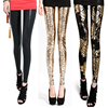 European station golden snake pattern leggings outerwear ladies imitation leather pants pencil pants trousers summer and autumn thin section slim korean trend