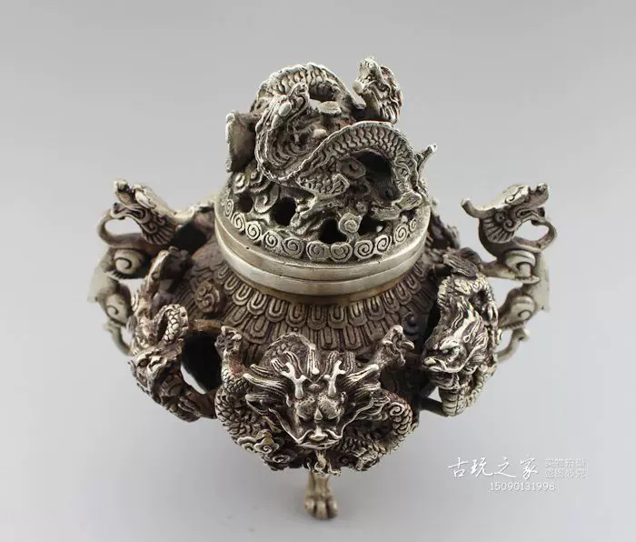 象塔香炉 纯铜塔炉仿古炼丹炉双龙戏珠熏香炉象炉家居三体香薰用品大号黄铜