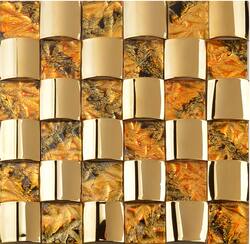 【Linas】Gold Foil Mosaic Mirror Mosaic Puzzle Background Wall Glass Mosaic