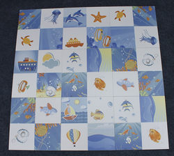 Ocean Aquarium 300*00 Cartoon Blue Fish Ceramic Tiles Kindergarten Floor Tiles Decorative Tiles Kitchen Bathroom Wall Tiles