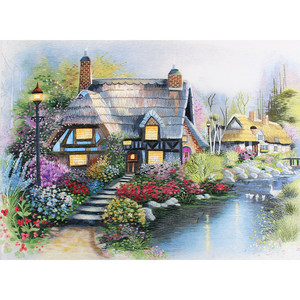 Su Embroidery DIY kit scanning forest hut beautiful scenery handmade embroidery pattern home decoration painting
