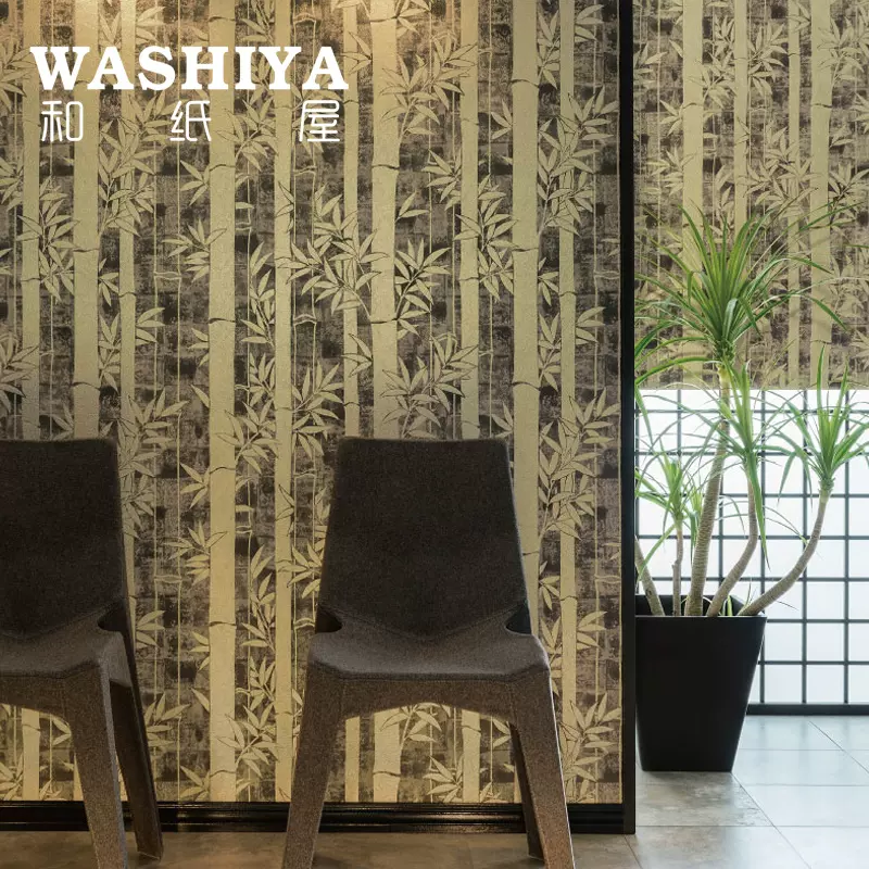 和紙屋 日式和風金色竹林榻榻米進口日本壁紙壁紙按米賣