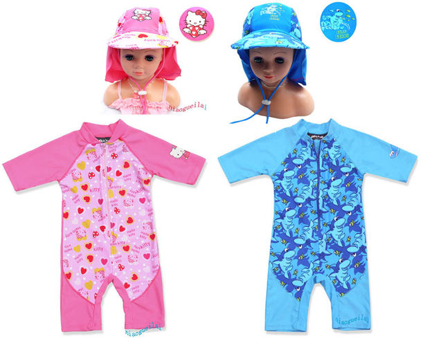 Foreign Trade Children's Swimming Cloths Connected to sunscreen and casual surfing beach clothing men, girls, baby, small, medium young children, fast dry drying
