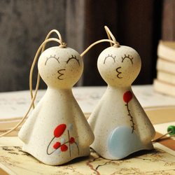 Free Shipping Japanese-Style Sunny Doll Ceramic Wind Chime Creative Gift Cute Mini Car Hanging Ornament Pendant