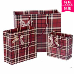 Business Classic Dark Red Background, Brown Plaid Pattern Gift Bag, Handbag, Gift Bag, Paper Bag Return Gift Bag