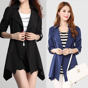 Shale Korean version of loose large size women's casual women's jacket summer thin models thin fashion trench coat female autumn mid -length
