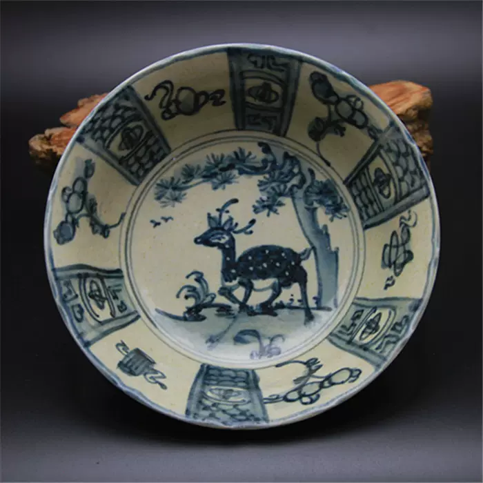大明成化青花斗彩鱼藻纹30厘米薄胎碗官窑瓷器古玩古董收藏摆件-Taobao