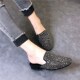 Baotou half slippers for women fashion summer wear women's slippers 2025 new rhinestone lazy shoes sandals genuine leather