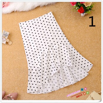 Lotus leaf wave dot chiffon printing fishtail half bodies skirt
