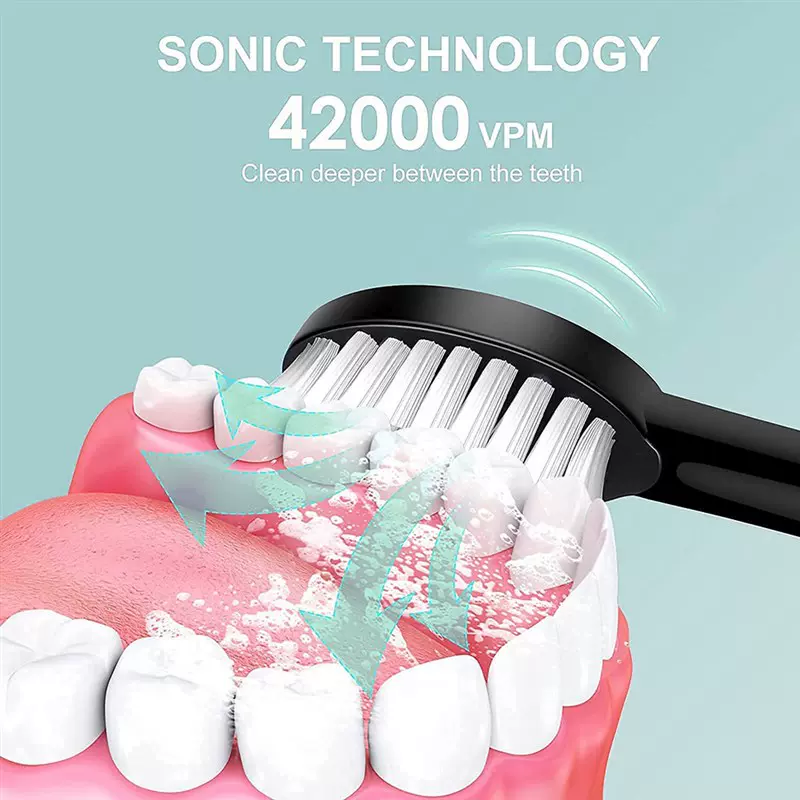 Electric Sonic Toothbrush 4 Brush Heads Smart Ultrasonic Den-Taobao