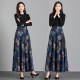 Autumn and winter new retro print high -waisted high -waisted A -body skirt mid -length winter skirt large size dance skirt large skirt female
