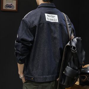 
Striped denim jacket for men spring and autumn plus fat plus size trendy brand men's casual 2024 new men's work jacket