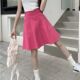 Large size Korean denim mid-skirt A-line skirt fat mm slim and versatile high waist pocket design mid-length skirt