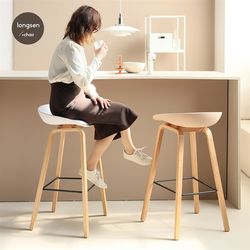 Bar chairs modern style solid wood minimalist foot mats cafe office seating area front desk cream style