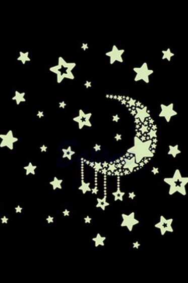 1 sheet glow in the dark moon and stars wall sticker baby be