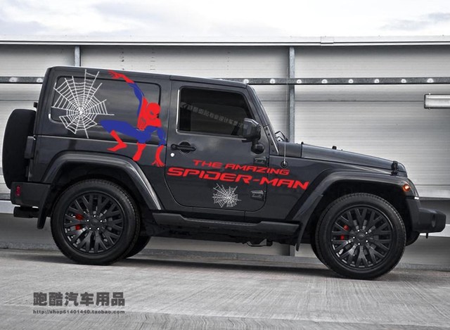 Jeep Jeep Wrangler Cartoon Cartoon Paste Liberty Creative Pulling Flower Spider -Man Car Sticker off -road modification