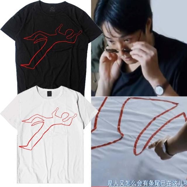 Escape from the school, Zhou Xingchi movie, the same funny evil, the dead, painting, drawing the tail comedy star short -sleeved T -shirt
