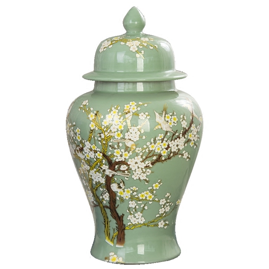 中国風壺 花柄の中国風二重壺 高さ約56cm A