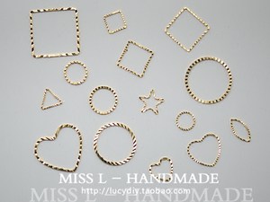 
F75 copper-plated real gold-plated geometric pattern collection copper DIY jewelry earrings accessories round square