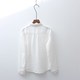 Japanese Peter Pan collar cotton yarn solid color skin-friendly long-sleeved shirt cotton slimming versatile literary women's base shirt