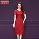 Xiangnifen 2025 spring new lace embroidered middle-aged festive red wedding dress mother outfit