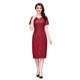 Xiangnifen 2025 summer new lace embroidered red temperament slim mid-length dress large size mother suit