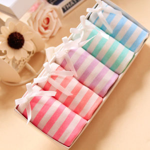 
Striped bow briefs for women, fat women's underwear, breathable cotton two-dimensional underwear for women