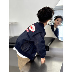 Children's Super Stylish Denim Jacket Spring 2026 New Model Boys' Patchwork Top Boys' Baseball Jacket