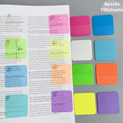 Colorful Special-Shaped Sticky Notes Pet Transparent Index Stickers Memo Notice Fluorescent Small Round Reusable Sticky Notes 160 Sheets Set