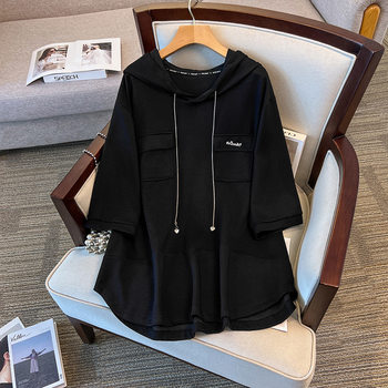 
6 Bust 150 women's wear 7 Fat MM plus size 8 Spring and autumn 9 Loose slim sweatshirt T-shirt sportswear pullover 5x mid-length