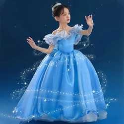 2023 New Parent-child Dress Cute Cinderella Princess Dress Children's Day Show Birthday Christmas Costume Host Dress