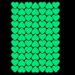 Cross-Border Amazon Heart-Shaped Luminous Wall Stickers for Bedroom, Children's Room, Home Decoration, Removable Fluorescent Blue Stickers