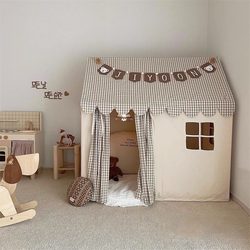 Children's Tent Indoor Nordic Plaid Playhouse Home Kindergarten Parent-Child Room Girl's Small House Toy House