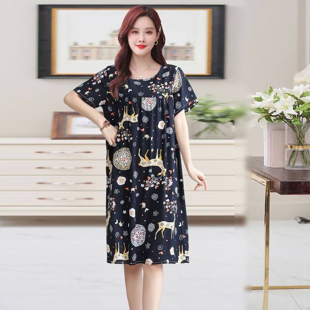 2023 new cotton silk nightdress women's summer pajamas man-made cotton ...