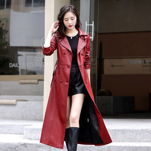 
High-end women's 2025 autumn new leather jacket, mid-length slim fit Korean style windbreaker, slimming cotton leather jacket