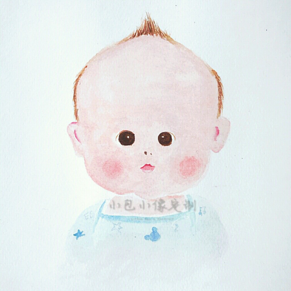 小包小像定制水彩手绘胎毛画