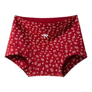 Fenton's red floral underwear for women in the year of birth, pure cotton 10A antibacterial girl's seamless small boxer shorts that do not pinch the buttocks