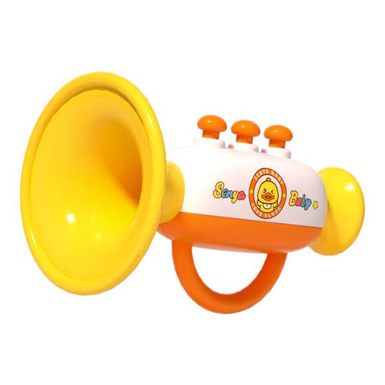 
Little yellow duck trumpet baby baby blowing music and sounding instruments can blow whistle bells and tambourines children's toys