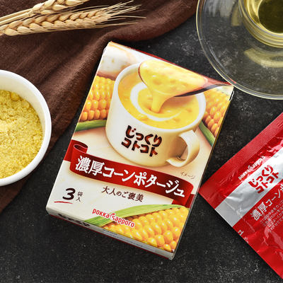 日本进口pokka sapporo浓汤浓厚玉米芝士奶油速溶浓汤速食汤3袋入